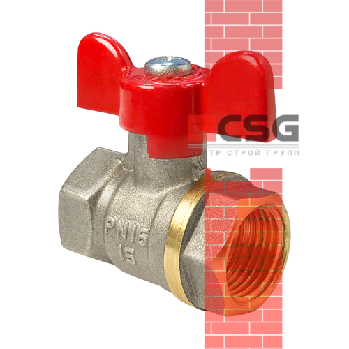 Кран шаровой латунь никель Ду20 Ру40 ВР полнопроходной бабочка  Dist Н112Б арт.1214359CDEK